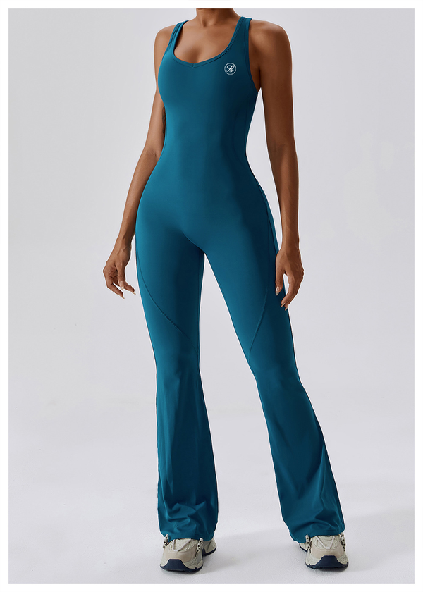 Soft Me Blackless Flare Jumpsuit Leggings Blue